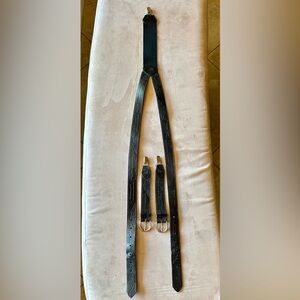 Harley Davidson Vintage Black Leather Suspenders w/solid Brass buckles. Must see
